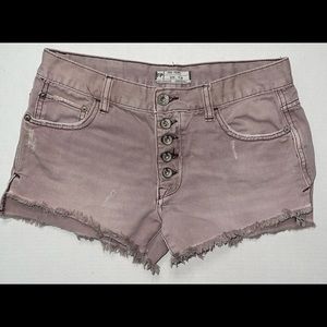 Free People Women's Cut Off Denim Jean Shorts Button Fly 100% Cotton Size 25